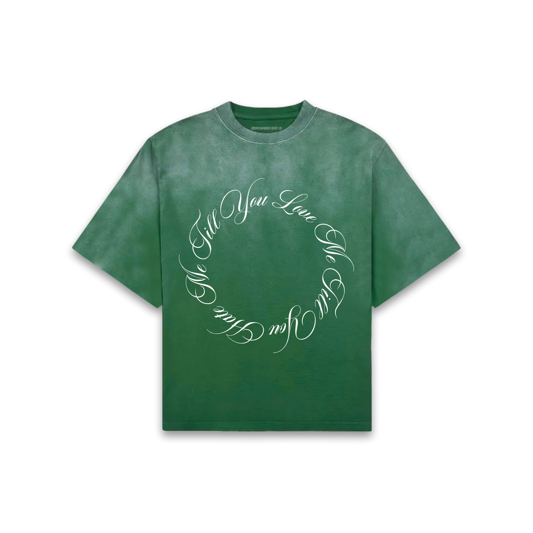 "LOVE & HATE" Green Faded Tee