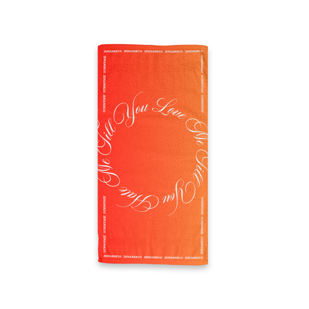 "LOVE & HATE" Orange Faded Beach Towel