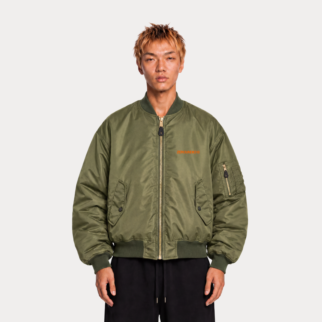 "UNITY" Aviator Army Green Bomber Jacket