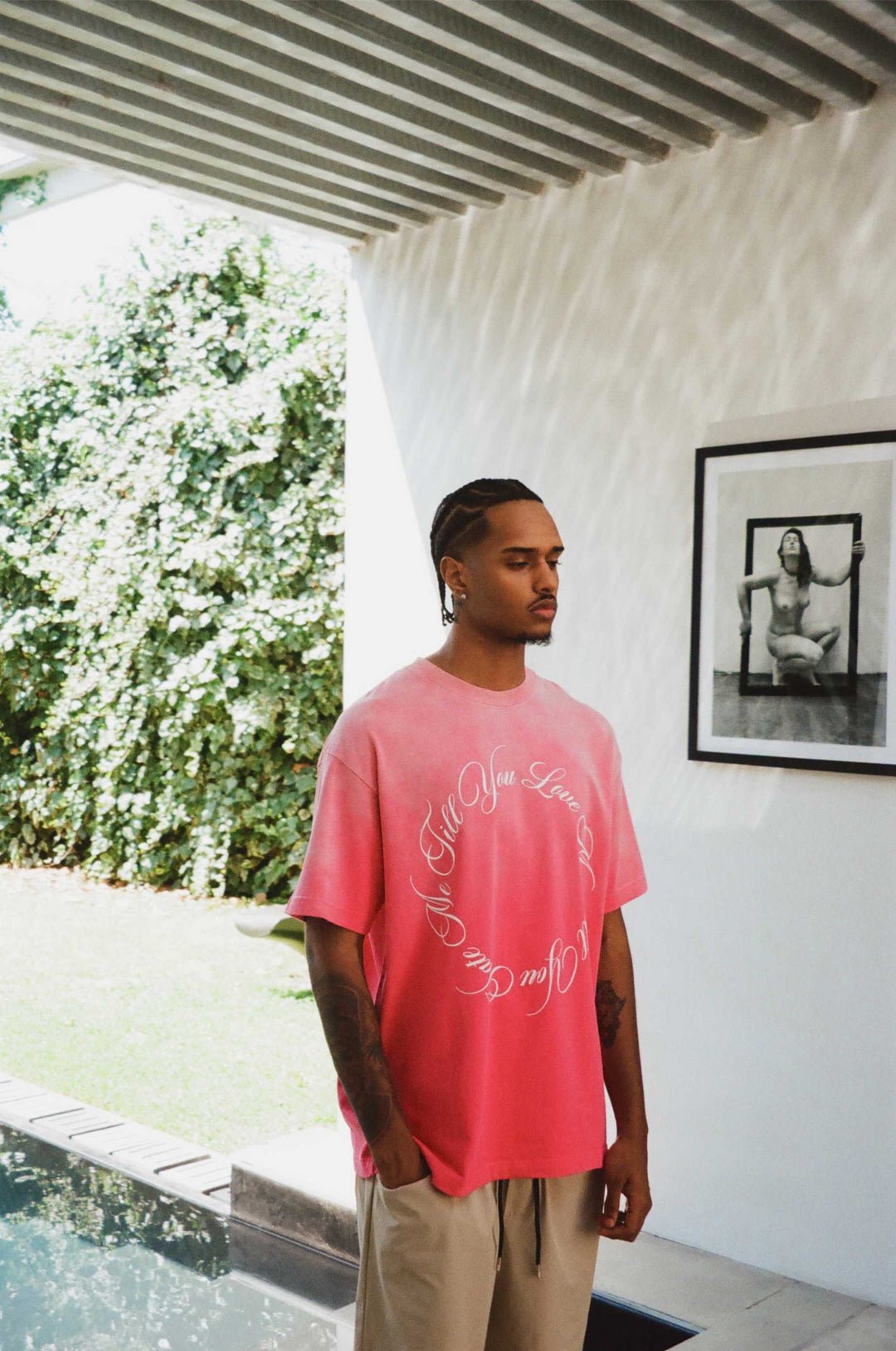 "LOVE & HATE" Pink Faded Tee