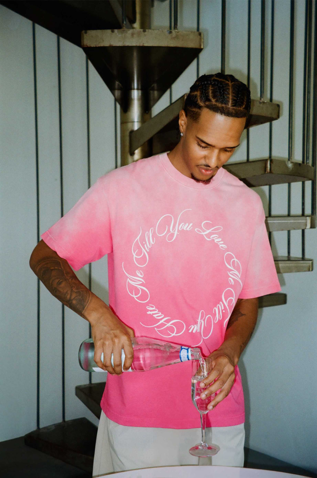 "LOVE & HATE" Pink Faded Tee