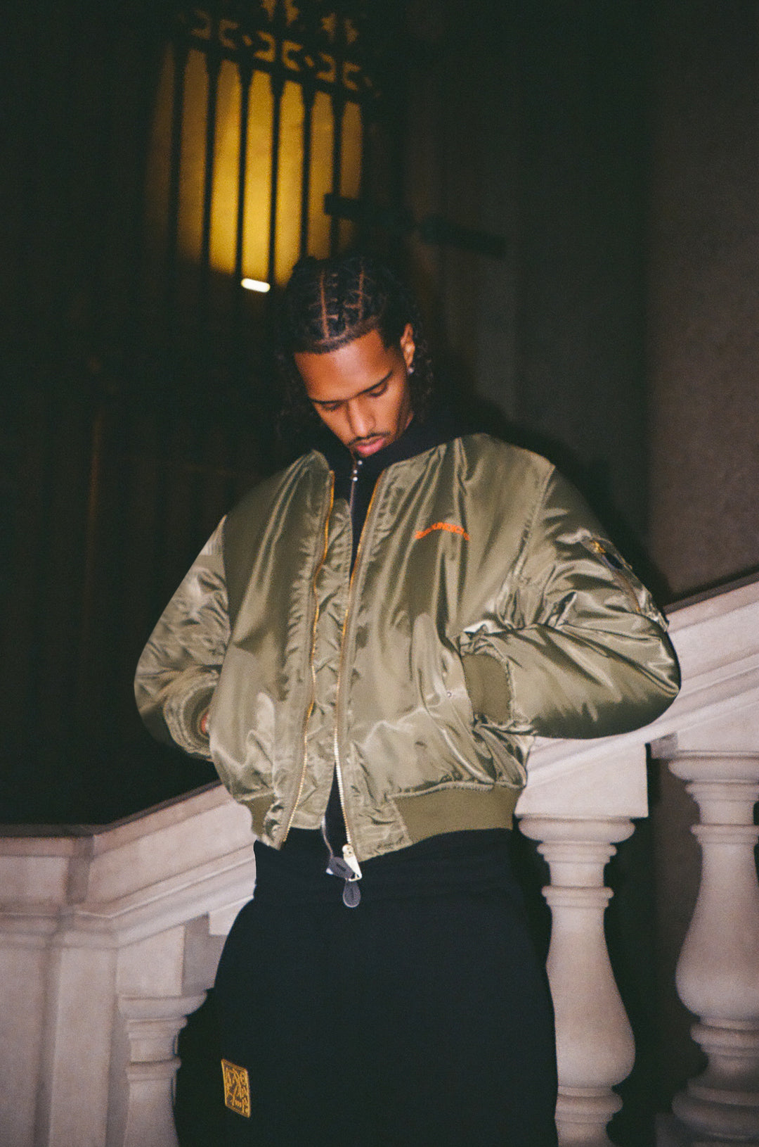 "UNITY" Aviator Army Green Bomber Jacket