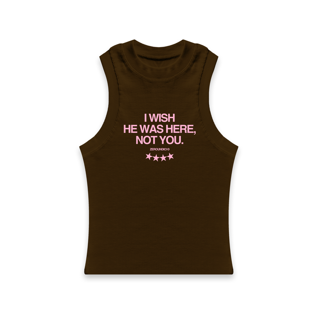 "I WISH" Woman Chocolate Brown Tank Top