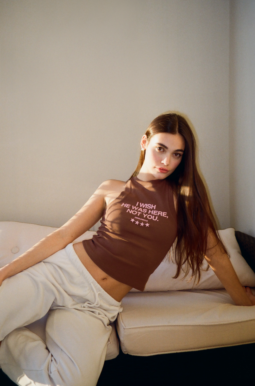 "I WISH" Woman Chocolate Brown Tank Top