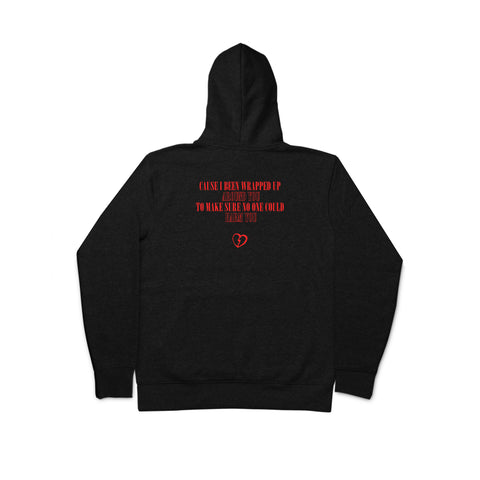 “ARMS AROUND YOU” - Black/Red Hoodie - 011-EXPRESS 